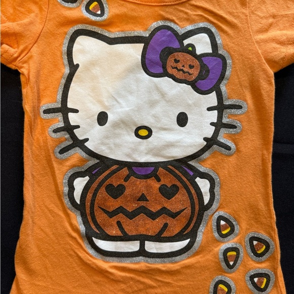 Hello Kitty Kids Halloween Orange T-Shirt - Picture 2 of 4